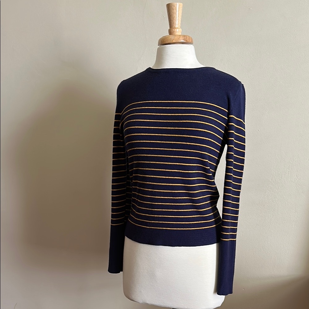 Navy and Gold Striped Sweater by Q2 Collection